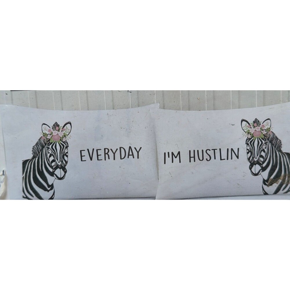 Every day i'm hustlin Zebra Pillowcases (2) Standard Cases  Art Urban Domain